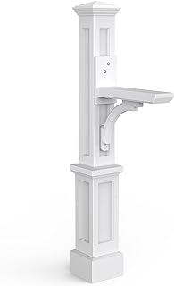 Mayne Newport Plus Mailbox Post with Standard Arm – Weather-Resistant, Durable Classic Design – Easy-to-Install Outdoor Mailbox Post
