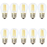 Bombilla Edison Filamento Decorativa LED E27 Casquillo,Blanco Cálido 2700K,Bajo Consumo, 4W equivalente a 30W,Pack de 10 Unidades,AC 220V