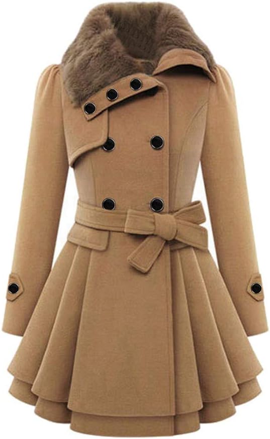 Winterjas dames lang elegant: mantel dames elegante lange vintage wollen jas dubbele rij wollen jas gevoerde gothic overgangsjas A-lijn bovenkleding casual windbreaker trenchcoat winterjas, zwart, L