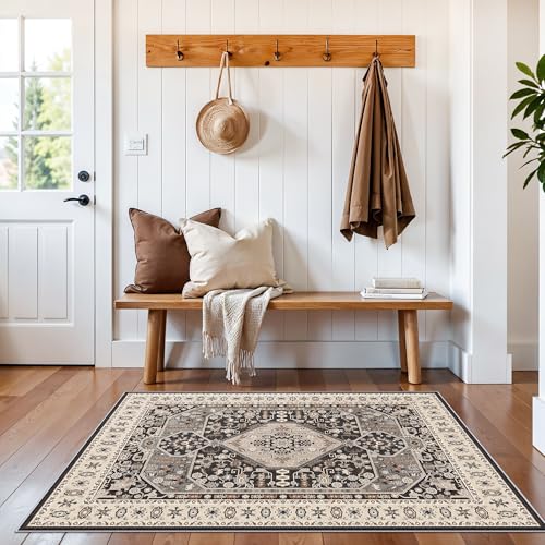 Tapete decorativo 3x4 ft negro lavable y antideslizante miniatura 2