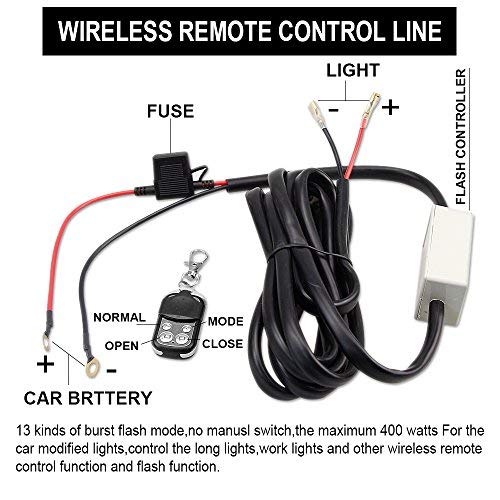Leadtops Heavy Duty Led Light Bar 400Watts Load Wiring Harness Wireless Strobe Wiring Kit On-Off-Strobe Rf Remote Control Switch For Work Light Driving Light,2 Years Warranty #TOP1
