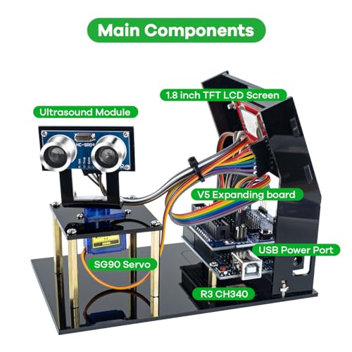 LAFVIN Simulation Ultrasonic Radar Sensor Module DIY Kit 180-Degree Scanning Detector Compatible with Arduino IDE - Image 6