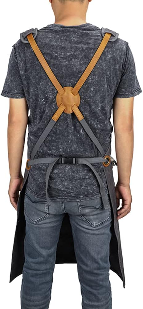 peacechaos Work Apron with Tool Pockets - Heavy Duty Shop Apron for Woodworkers, Mechanics, Blacksmiths, Carpenters for Gift
