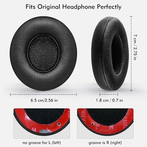 Beats Solo 2 y 3 Repuesto de Almohadillas Auriculares | Almohadillas de Repuesto para Beats Hechas de Cuero Proteico y Espuma Viscoelástica, Suaves y Duraderas miniatura 2