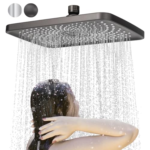 Tête de Douche Pluie Carrée Pomme de Douche Plafond Pommeau de Douche Pluie Tête de Douche Anti-Calcaire Douchette Plafond Universelle Facile à Installer...