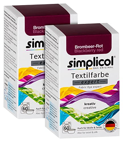 simplicol Textilfarbe expert Brombeer-Rot 1706, 2er Pack: Farbe für kreatives, einfaches Färben in der Waschmaschine oder manuell, 150 g (2er Pack)