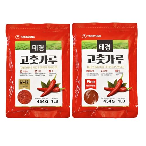 NONGSHIM TAEKYUNG Korean Chili Powder [Fine 1lb] + [Flakes 1lb]