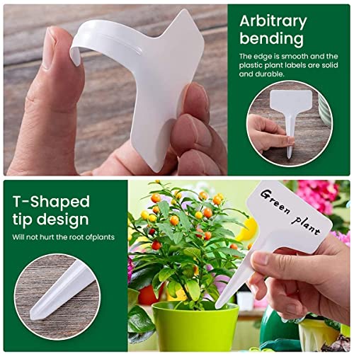 Image of HASTHIP 100pcs White Plant Label Plant Name Tag PP Plastic Reusable Plant Name Tags for Gardening Writtable Plant Tags for Plant Classfication, 100 Labels
