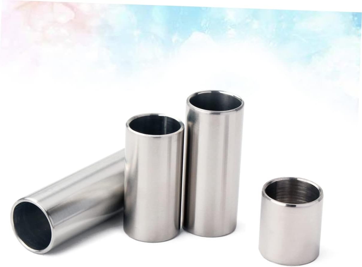 Garneck 4pcs Chrome Guitar Slides Guitar Slide Sticks Steel String Slider for Blues