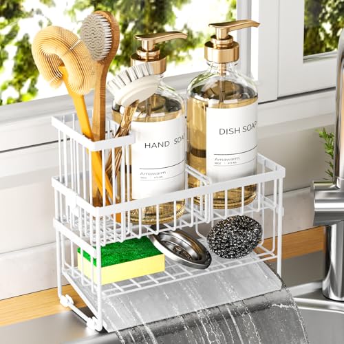 Sponge Holder for Kitchen Sink, 2 Tier Sink Caddy Organizer