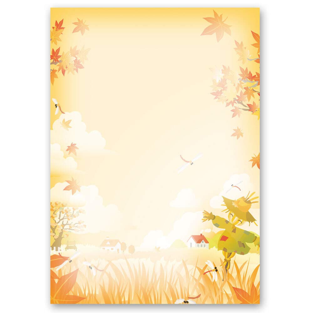 50 Sheets Motif Letter Paper! Autumn Motif Scarecrow DIN A4 - Paper-Media