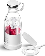 Fresh Juice Portable Bottle Blender - Personal Travel Blender for Shakes and Smoothies - Smoothie Mini Blender for Home Sports Outdoors Gym - 350ml, 12oz, USB Rechargeable, Quiet, BPA-Free (White)