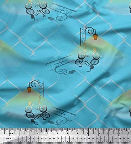 Soimoi Grun Katoenen Eendendoek Straatlantaarn Fiets Ijzeren Net Vintage Stof Bedrukt Meter 107 Cm Breed Amazon Nl