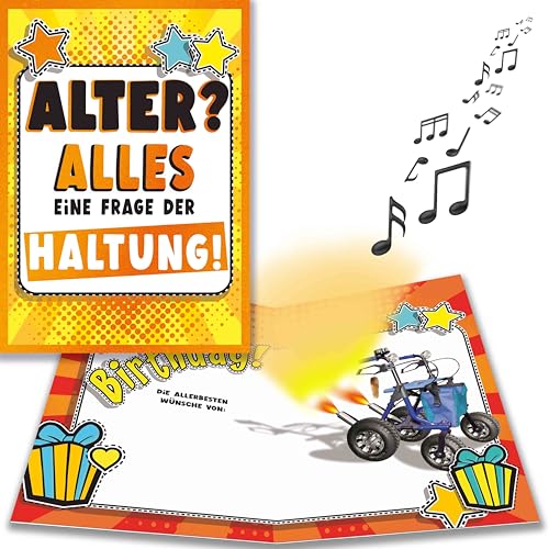 bentino MUSIK Geburtstagskarte Rrrrrollator mit tollem LICHT-Effekt, lustige Glückwunschkarte zum Geburtstag für alle, die nicht altern wollen… bentino MUSIK Geburtstagskarte Rrrrrollator mit tollem LICHT-Effekt, lustige Glückwunschkarte zum Geburtstag für alle, die nicht altern wollen…