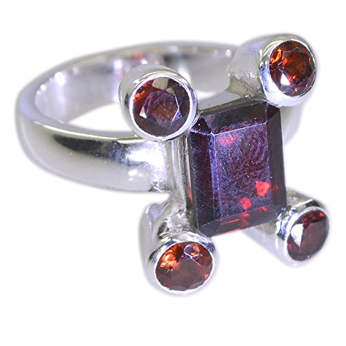 Bague en argent massif et grenat naturel fait main style cluster unique