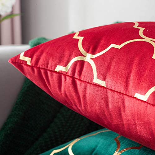 Taoson Pack Of 2,Moroccan Quatrefoil Geometric Bronzing Printed Cozy Soft Throw Pillow Cases Cushion Covers Shells For Sofa Couch Bed Home Decoration 18 X 18 Inches, Navy Blue And Gold #TOP2