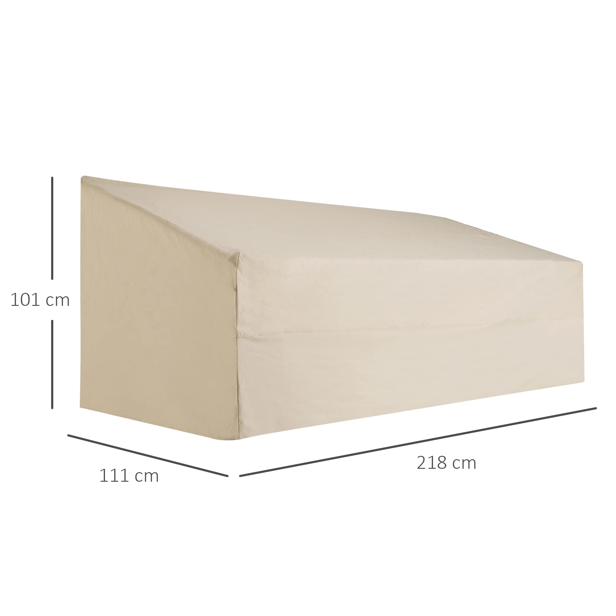 Outsunny Funda para Banco de Jardín 3-4 Plazas, Funda Sofá Exterior Impermeable, Tela Oxford 600D con Recubrimiento Resistente a los Rayos UV y al Polvo, 218x111x63/101 cm para Patio, Terraza, Beige