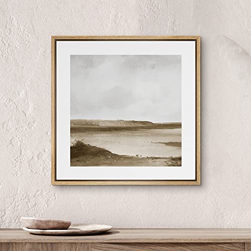 Signwin Framed Canvas Print Wall Art Aerial View Cloudy Stormy Desert Landscape Nature Wilderness Illustrations Fine Art Farmhouse/Country Minimal For Living Room, Bedroom, Office - 16"X16" Natural #TOP3
