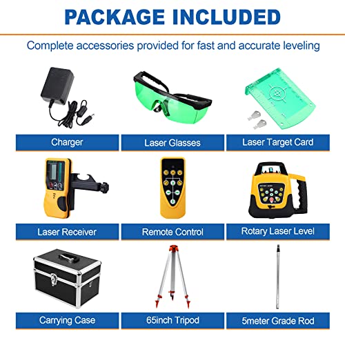 Iglobalbuy 1GY15-0004-G-US Automatic Self Leveling Green Rotary Laser Level 500M Range Kit With Surveying Tripod And Aluminum Grade Rod 16.4 Feet, Leveling Rotating Transit Laser Level Green Beam thumb #1