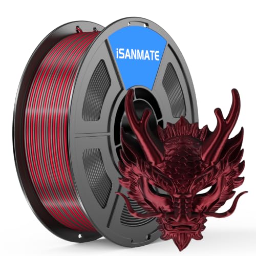 Image of iSANMATE Silk Black Red PLA Filament 1.75mm 1kg for FDM 3D Printer | Compatible with Bambu Lab 3D Printers & AMS, Shiny Surface, Easy Printing for Beginner, Upgraded Toughness & Clog-Free