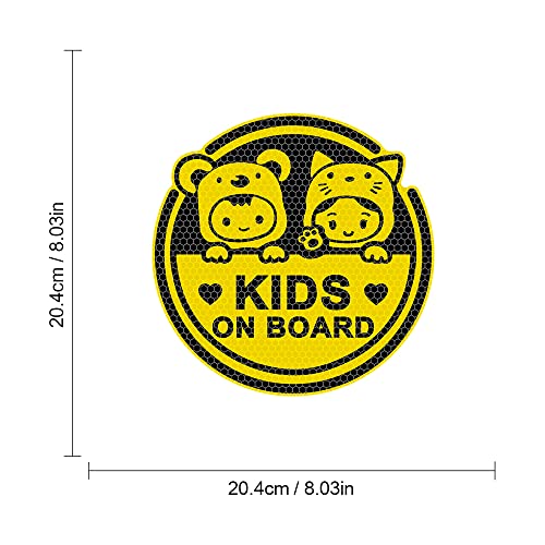 Image of 2PCS Assured Signs Baby On Board Sign Stickers,Reflective Kids on Board Stickers Baby Safety Warning Decal for Cars- Bright Yellow, Durable (Kids on Board)