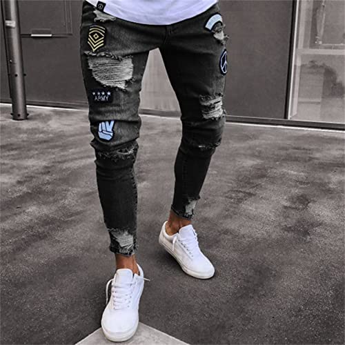 Slim-fit Ripped Tapered Biker Jeans for Mens Distressed Destroyed Slim Fit Jean Ripped Holes Skinny Denim Pants2
