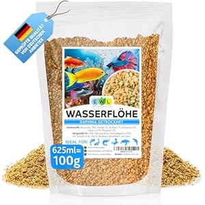 Wasserflöhe getrocknet, 625ml (100g) Fischfutter Aquarium, Daphnia, Zierfischfutter Aquarium, geprüfte Qualität von deutschem Anbieter EWL