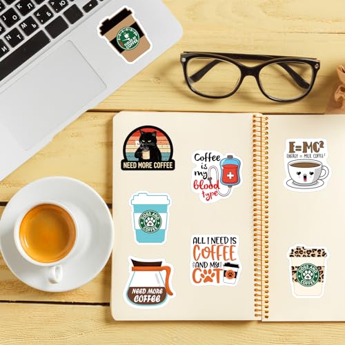 Calcomanías de café para botellas y laptops: decora tus cosas con pegatinas de 2 pulgadas 5