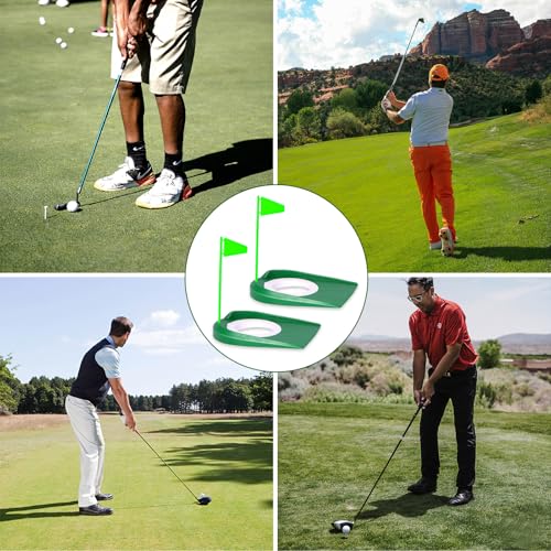 Image of Golf Putting Green Indoor Set, 2 Pack Cup with Flag, Practice Training Aids for Indoor Outdoor, Hole Putter Regulation Cup for Office