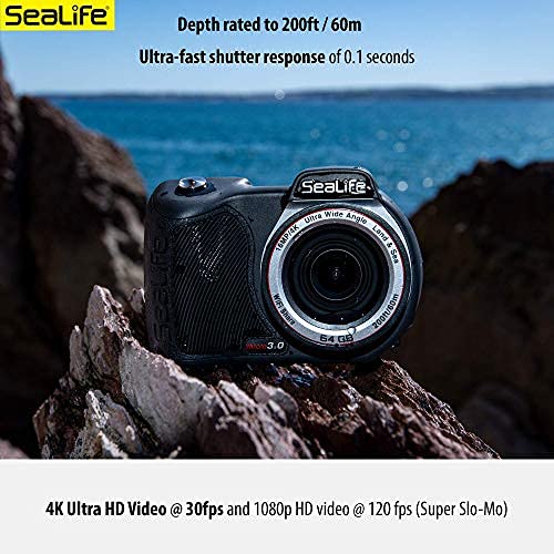 SeaLife Micro 3.0 64GB, 16mp, 4K Underwater Camera for Underwater Photography and Video, Easy Set-up, Wireless Transfer; Includes case, Wrist Strap (New Edition 2021)