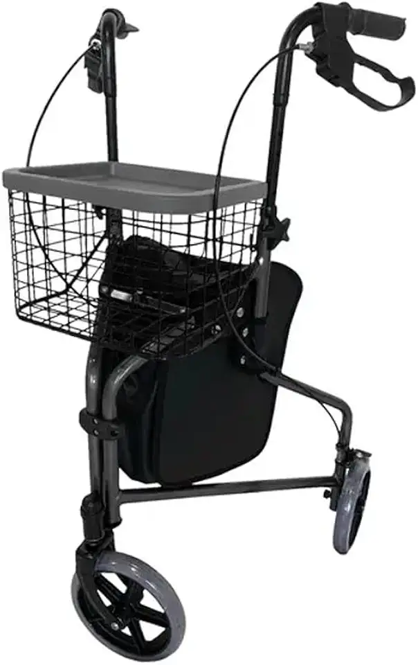 Andador Idoso Adulto em Alumínio Dobrável Regulável 3 Rodas até 135kg Hidrolight