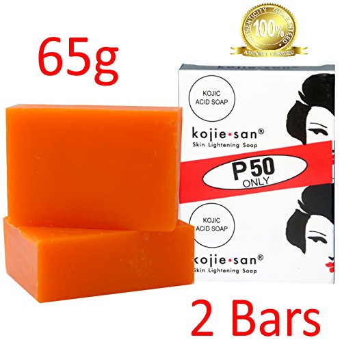 Kojie San  2 barras de jabón blanqueador de ácido kójico, 65 gramos, para blanqueamiento de piel