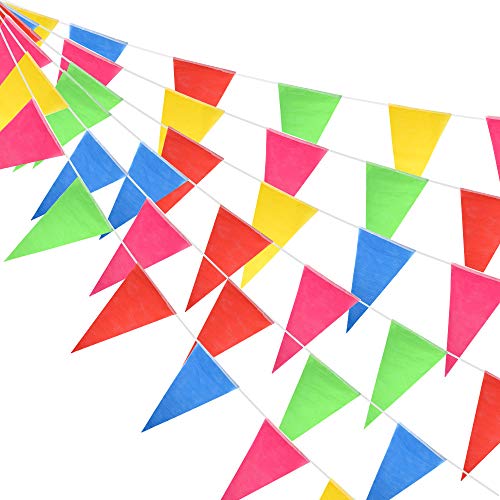 FEPITO 374 pieds 300 drapeaux multicolores banderoles bannière drapeaux double face en nylon fanion bannières pour mariage fête d'anniversaire jardin...