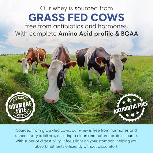 Image of Foodstrong Whey Protein Powder (Concentrate + Isolate), 100% Hormone Free Grass-Fed Whey, 26G Protein & 6.6G BCAA, Vanilla, With Turmeric & Digestive Enzymes, 210G