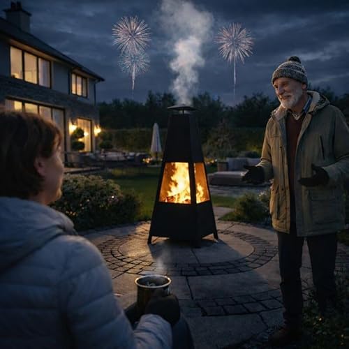 GARDEBRUK Pyramid Patio Heater with Lockable Door and Poker Black - Image 9