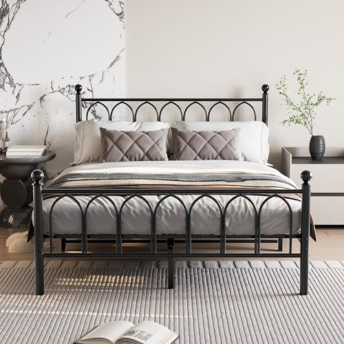 Jelute Marco De Cama De Metal Con Cabecero Y Pie De Cama, Base Robusta, Soporte De Láminas De Metal Negro, 140 X 190 Cm Jelute Marco De Cama De Metal Con Cabecero Y Pie De Cama, Base Robusta, Soporte De Láminas De Metal Negro, 140 X 190 Cm