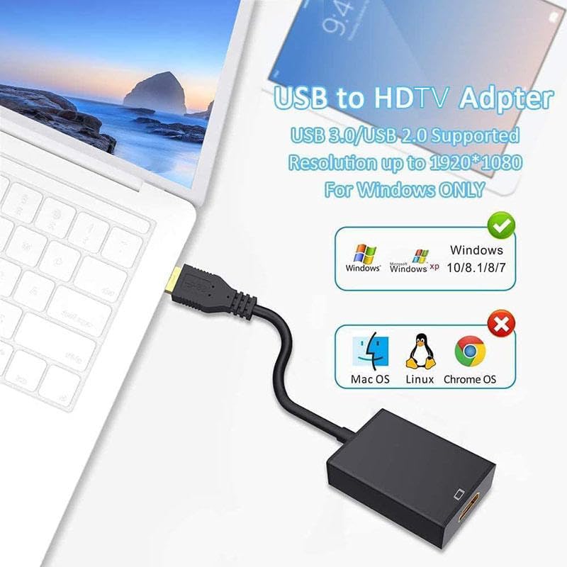 Image of FORIDA USB 3.0 to HDMI Adapter, USB-A 3.0 /2.0 to HDMI Converter, Full HD 1080P External Display Adapter for Connect PC, Laptop to Monitor HDTV Projector, Support Windows 2000 / XP /Vista / 7 /8 / 10