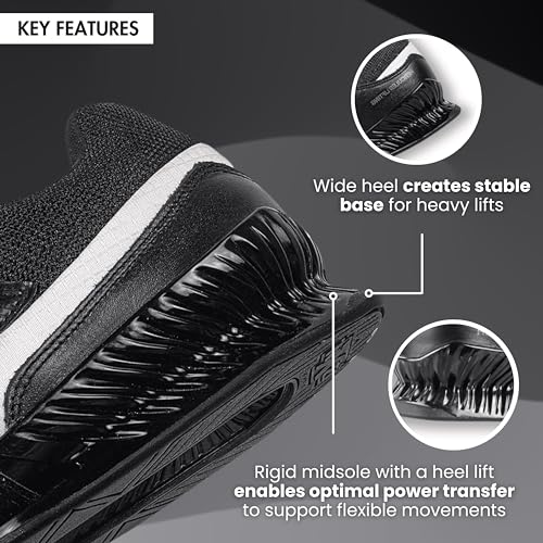 Image of RXN Hercules Weightlifting Shoes for Men and Women - Weight Lifting Shoes for Powerlifting, Deadlifting & Crossfit - Strap and Lace-Up Gym Shoes - Non-Slip Olympic Lifting Shoes