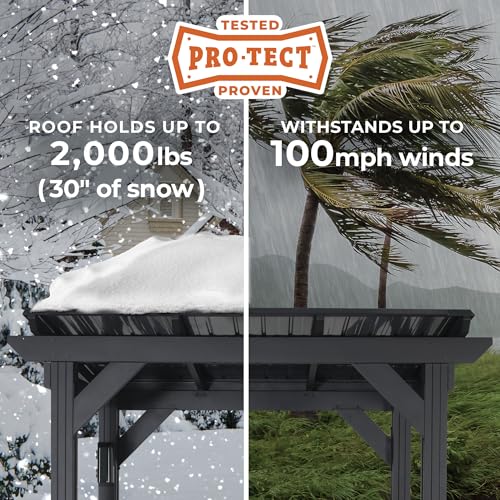 Backyard Discovery Rockport 8' x 6' Galvanized Steel BBQ Grill Gazebo Pavilion with Hardtop Steel Roof, Bar Tops, Powerport, Snow Load Support, Wind Resistance, Cook Station for Outdoor Patio or Deck - image 4