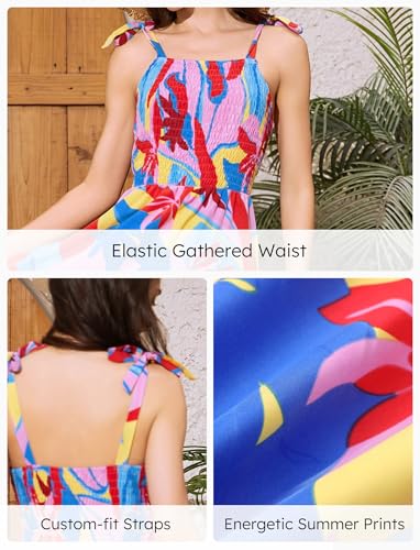 Image of PATPAT Couples Matching Hawaiian Outfits: Beach Vacation Tropical Print Women Spaghetti Strap Maxi Dress or Men Cruise Shirt