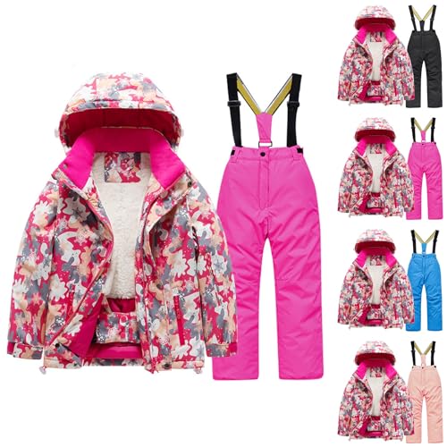 Betadog Baby Girl Snowsuit Down Jacket Toddler Girls' Windproof Snow Wear,Kids Coat Hooded With Warm Snow Pants Skiing Set