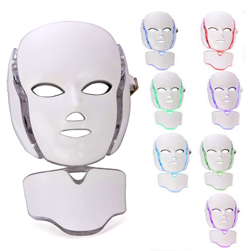 LED Mascarilla Mascara Fototerapia,Mascara Facial Led 7 Colores Terapia De Fotones Para Tratamiento Facial Rejuvenecimiento De Piel Anti Envejecimiento Arrugas