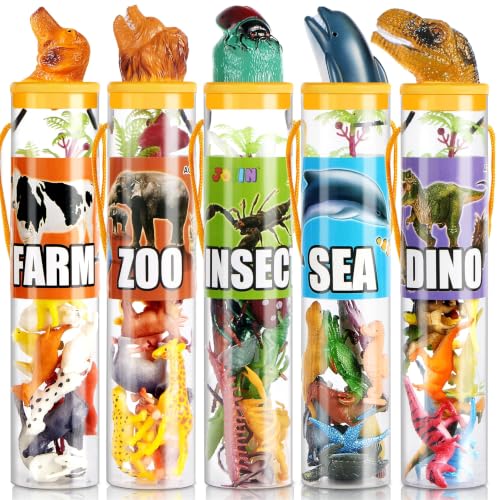 JOYIN 69 Pcs Animals Toys for Toddler 3+ Small Animal Figures Assorted Mini Plastic Animal Toy (Sea Zoo Farm Dinosaur Insect) Realistic Small World Toys for Sensory Bin Party Birthday Gifts
