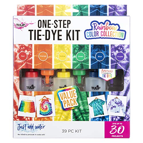 Tulip one-step tie-dye kit 6 rainbow, 4 bonus refill packs, long …