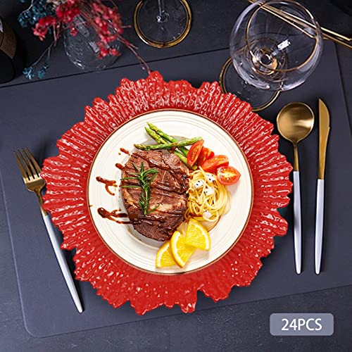 24 platos cargadores redondos rojos de 12.6 pulgadas miniatura 5