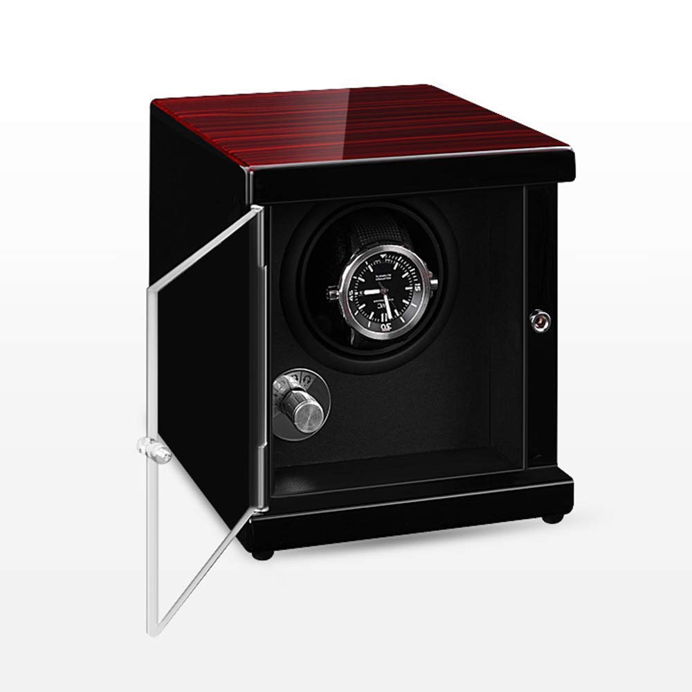 Reloj Individual automático, Motor silencioso, Caja de Madera con Carga USB de bajo Ruido, Caja agitadora de Reloj (Negro) (Negro)