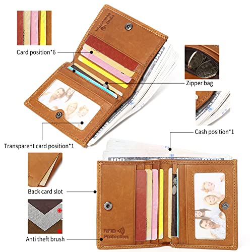 RFID Slim Front Pocket Wallets For Men - Genuine Leather Credit Card Mens Slim Bifold Wallet With Zipper Coin Stylish Passcase (BROWN) (brown)2