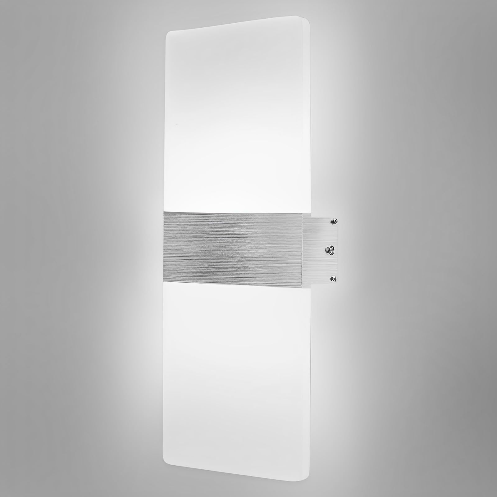 Aplique Pared Interior LED Moderna - Lámpara de Luz Blanca 6500K 12W Acrílica - Iluminación Arriba y Abajo para Dormitorio, Salón, Pasillo, Escalera