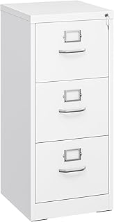 YITAHOME 3 Drawers Filing Cabinets, Lockable Vertical File Cabinet for Letter/Legal/A4 Size, Anti-tipping File Drawer Storage Cabinets with Cue Card Slot for Home Office, White, 45.8 x 45 x 103cm