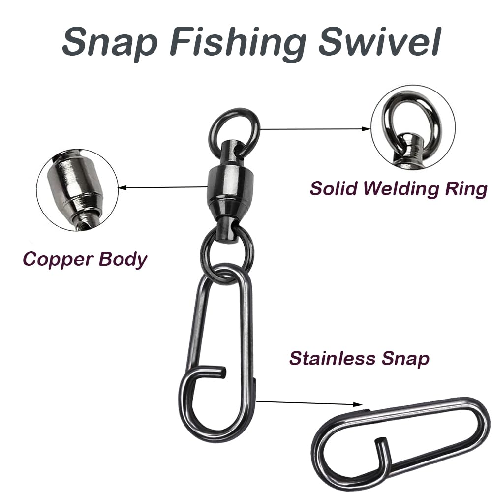 GERUITE Fishing Snap Swivels Stainless Steel High Strength Fishing Swivels Saltwater Stainless Ball Bearing Swivel for Freshwater#01(25Pcs)